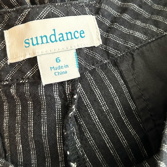 Sundance Flat Front Side Button Linen Blend Casual Dress Pant Sz 6 Black Stripe - Picture 5 of 6